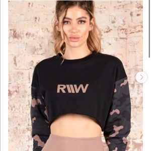 Ryderwear Camo Crop Sweater - Black - Size Small S